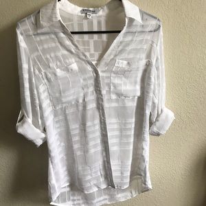 Express white sheer button up Size M